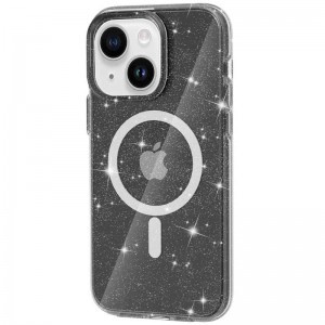 Чохол TPU Galaxy Sparkle (MagFit) для Apple iPhone 13/14 (6.1"), Black+Glitter