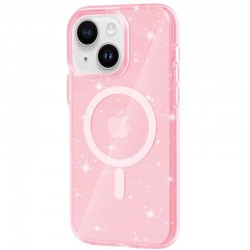Чехол TPU Galaxy Sparkle (MagFit) для Apple iPhone 13 / 14 (6.1"), Pink+Glitter