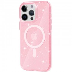 Чехол TPU Galaxy Sparkle (MagFit) для Apple iPhone 13 Pro (6.1"), Pink+Glitter