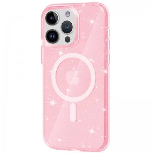 Чохол TPU Galaxy Sparkle (MagFit) для Apple iPhone 13 Pro (6.1"), Pink+Glitter