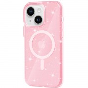 Чохол TPU Galaxy Sparkle (MagFit) для Apple iPhone 15 (6.1"), Pink+Glitter