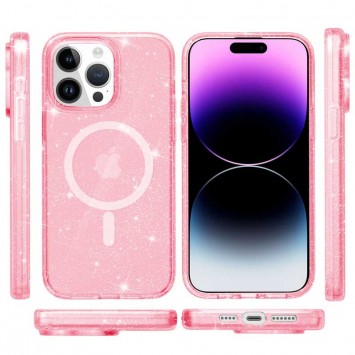 Чехол TPU Galaxy Sparkle (MagFit) для Apple iPhone 14 Pro (6.1"), Pink+Glitter - Чехлы для iPhone 14 Pro - изображение 1