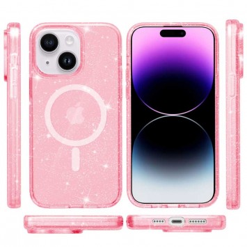 Чохол TPU Galaxy Sparkle (MagFit) для Apple iPhone 15 (6.1"), Pink+Glitter - iPhone 15 - зображення 1 