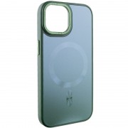 Чохол TPU+Glass Sapphire Midnight Open Camera with MagSafe для Apple iPhone 15 (6.1"), Зелений / Forest green