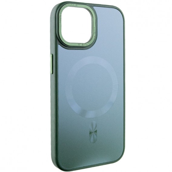 Чохол TPU+Glass Sapphire Midnight Open Camera with MagSafe для Apple iPhone 15 (6.1"), Зелений / Forest green