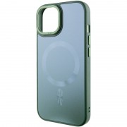 Чохол TPU+Glass Sapphire Midnight Open Camera with MagSafe для Apple iPhone 15 (6.1"), Зелений / Forest green