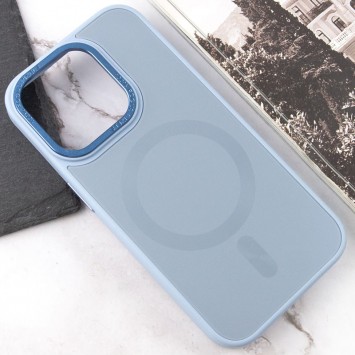 Чехол TPU+Glass Sapphire Midnight Open Camera with MagSafe для Apple iPhone 15 Pro (6.1"), Голубой / Blue - iPhone 15 Pro - изображение 4
