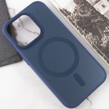Чехол TPU+Glass Sapphire Midnight Open Camera with MagSafe для Apple iPhone 15 Pro (6.1"), Синий / Deep navy - iPhone 15 Pro - изображение 4