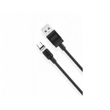 Чорний магнітний Micro USB кабель XO-NB187 для телефону з круглим 360-градусним з'єднанням довжиною 100 см