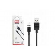 Магнитный Micro USB кабель для телефона XO-NB187 / Круглый / 360 Градусов / 100 см. / Черный