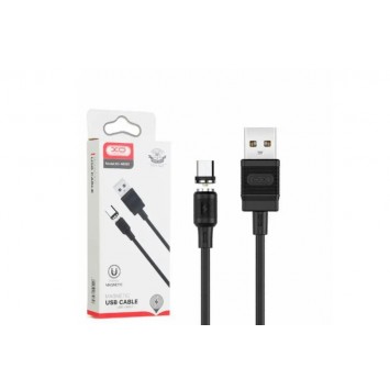 Чорний магнітний кабель для зарядки телефону XO-NB187 з Micro USB, круглого типу, обертається на 360 градусів, довжина 100 см.