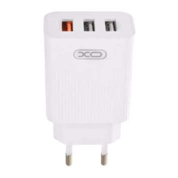 Білий блок швидкої зарядки для телефону та планшета XO-L72 з кабелем Type C - USB A та трьома USB-портами з підтримкою Quick Charge 3.0