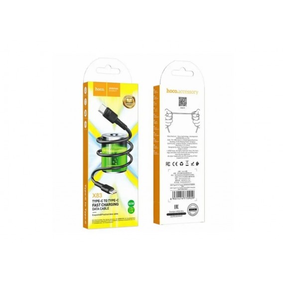Кабель для телефона Hoco X83 / Type-C на Type-C / 1 метр черного цвета