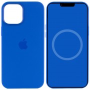 Чехол для Apple iPhone 12 Pro Max (6.7"") - Silicone case (AAA) full with Magsafe and Animation (Синий / Capri Blue)