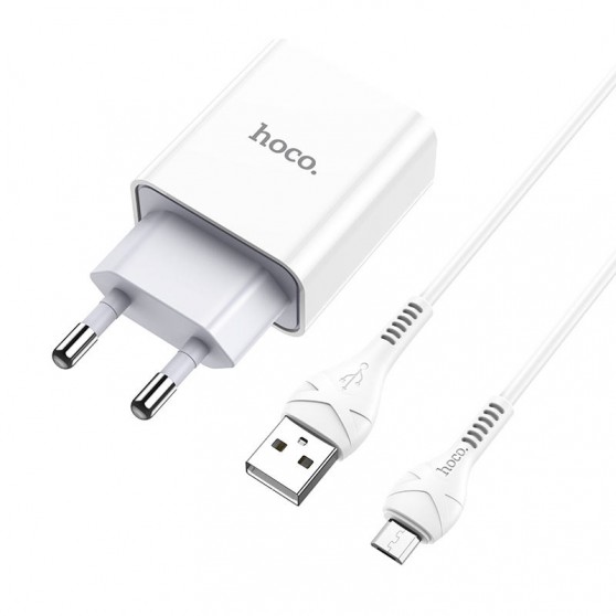 Зарядний пристрій з кабелем HOCO C81A (1USB/2.1A) + MicroUSB (Білий)