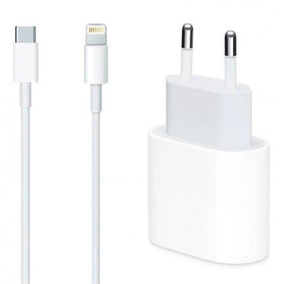 Швидка зарядка для Apple iPhone 20W Type-C Power Adapter (A) + Cable Type-C to Lightning (Білий)