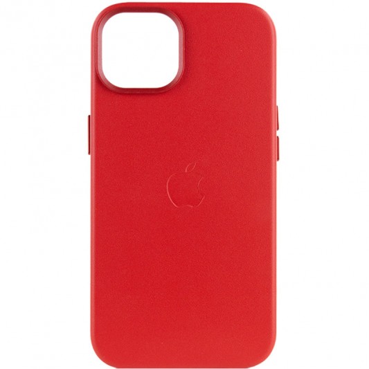 Шкіряний чохол для Apple iPhone 13 (6.1"") - Leather Case (AA) with MagSafe (Crimson)