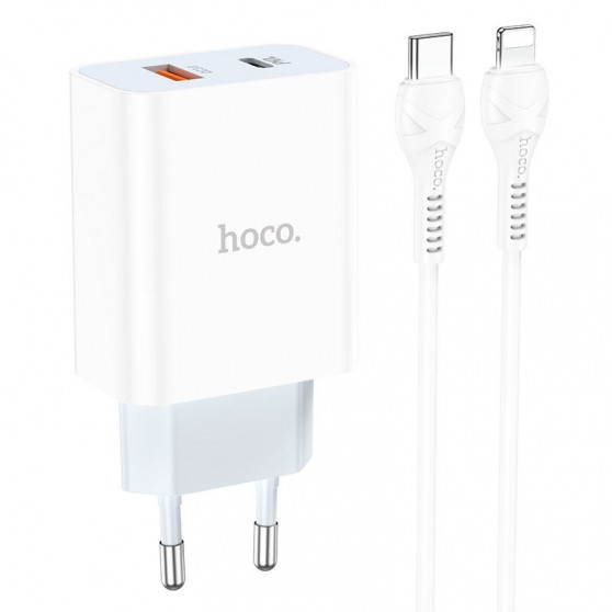 Зарядний пристрій HOCO C97A PD20W+QC3.0 (1USB/1Type-C/3A) + Type-C to Lightning