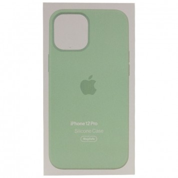 Чехол для Apple iPhone 12 Pro / 12 (6.1"") - Silicone case (AAA) full with Magsafe and Animation (Зеленый / Pistachio) - Чехлы для iPhone 12 Pro - изображение 4