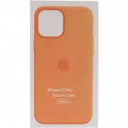 Чохол для Apple iPhone 12 Pro / 12 (6.1"") - Silicone case (AAA) full with Magsafe and Animation (Помаранчевий / Kumquat)