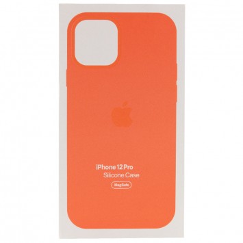 Чехол для Apple iPhone 12 Pro / 12 (6.1"") - Silicone case (AAA) full with Magsafe and Animation (Оранжевый / Pink citrus) - Чехлы для iPhone 12 Pro - изображение 4