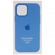 Чехол для Apple iPhone 12 Pro Max (6.7"") - Silicone case (AAA) full with Magsafe and Animation (Синий / Capri Blue)