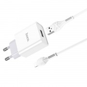 Сетевое зарядное для Apple iPhone HOCO C81A (1USB/2.1A) + Ligthning (Белый)