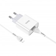 Сетевое зарядное для Apple iPhone HOCO C81A (1USB/2.1A) + Ligthning (Белый)