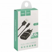 Зарядное устройство Hoco C12 Charger + Cable (Micro) 2.4A 2USB Черный