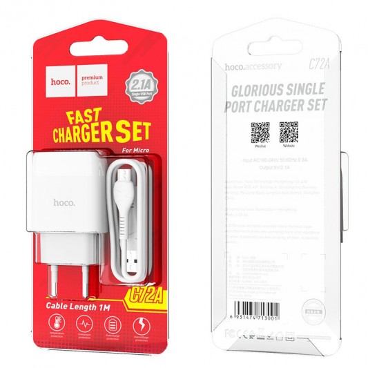 СЗУ Hoco C72A (1USB/2.1A) + MicroUSB - изображение 5