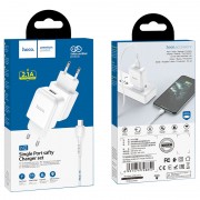 Зарядний пристрій HOCO N2 (1USB/2.1A) + USB - MicroUSB Білий