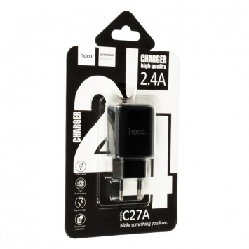 Зарядний пристрій для телефона - Hoco C27A 2.4A 1USB Чорний - Мережеві ЗП (220 В) - зображення 1 