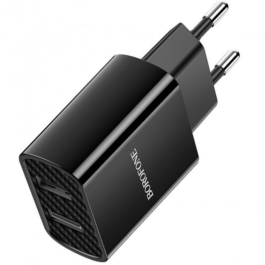 Зарядний пристрій для телефона - Borofone BA53A Powerway (2USB/2.1A) Чорний - зображення 2 