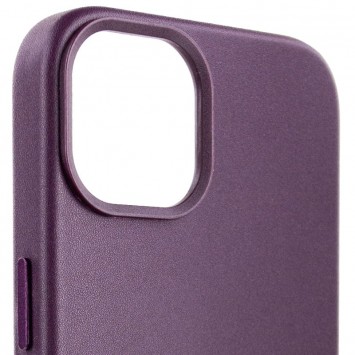 Шкіряний чохол для iPhone 14 - Leather Case (AA) with MagSafe Dark violet - зображення 3 