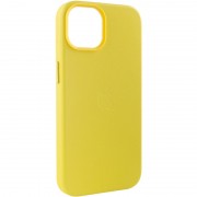 Кожаный чехол для Apple iPhone 14 (6.1"") - Leather Case (AA) with MagSafe Yellow