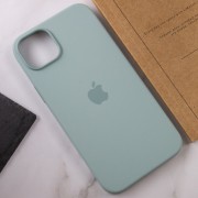 Чехол для Apple iPhone 14 Plus (6.7"") - Silicone case (AAA) full with Magsafe Бирюзовый / Succulent
