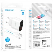 Зарядное устройство Borofone BA63A Richy + MicroUSB, Белый