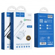Зарядний пристрій для телефону Hoco C12Q Smart QC3.0 (1USB / 3A) + MicroUSB (Білий)