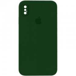 Чехол для Apple iPhone XS (5.8"") - Silicone Case Square Full Camera Protective (AA) Зеленый / Army green