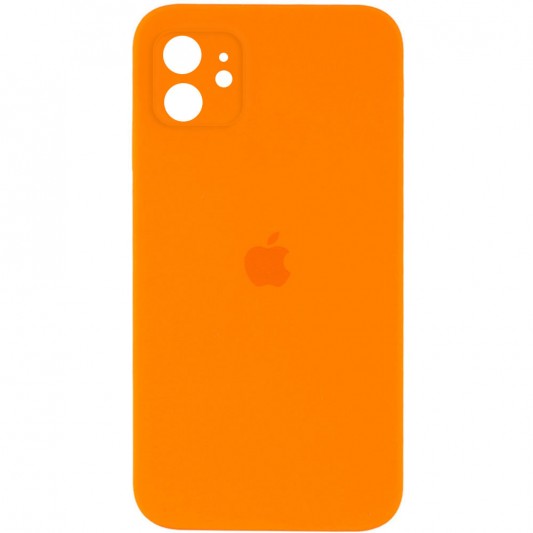 Чохол для Apple iPhone 11 (6.1"") - Silicone Case Square Full Camera Protective (AA) Помаранчевий / Bright Orange