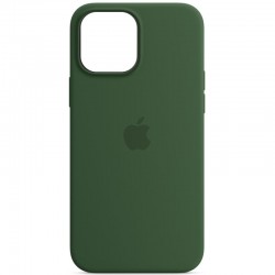 Чохол для Apple iPhone 13 (6.1"") - Silicone case (AAA) full with Magsafe Зелений / Clover