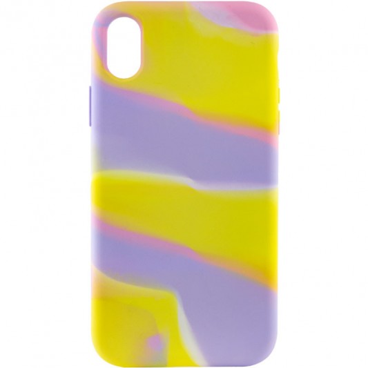 Чохол для Apple iPhone X / XS (5.8"") - Silicone case full Aquarelle Бузково-жовтий