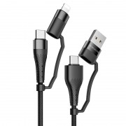 Дата кабель Borofone BU28 Multi-energy 4in1 Type-C/USB - Type-C/Lightning (1.2m) Чорний