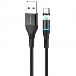 USB кабель телефону Borofone BU16 Skill magnetic USB to Type-C (1.2m) Чорний