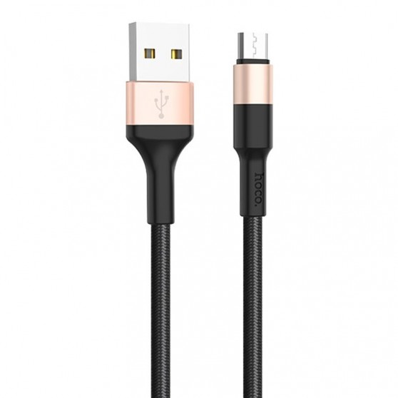 Кабель зарядки телефону, планшета Hoco X26 Xpress Micro USB Cable (1m) Чорний / Золотий