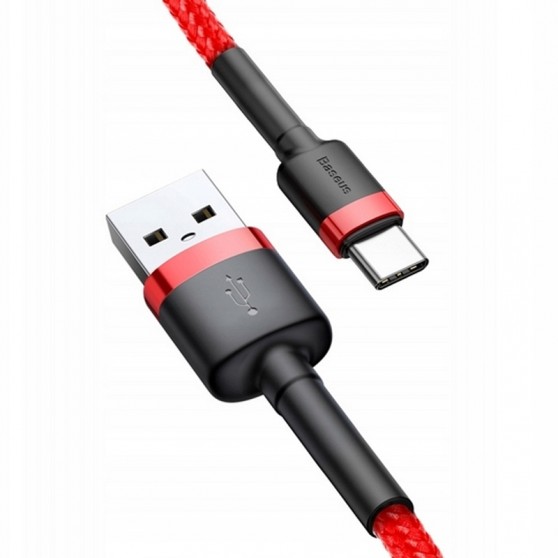 USB кабель для телефону Baseus Cafule Type-C Cable 3A (1m) (CATKLF-B) Червоний / Чорний