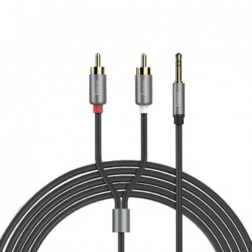 Аудио кабель Aux Hoco UPA10 Lotus Double RCA Audio 3.5 mm (1,5м) Серый