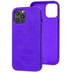 Кожаный чехол для Apple iPhone 12 Pro / 12 (6.1"") - Croco Leather Purple