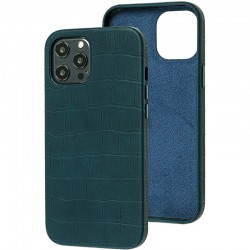 Кожаный чехол для Apple iPhone 12 Pro / 12 (6.1"") - Croco Leather Green