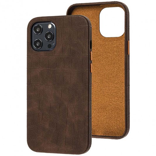 Шкіряний чохол для Apple iPhone 12 Pro/12 (6.1"") - Croco Leather Brown